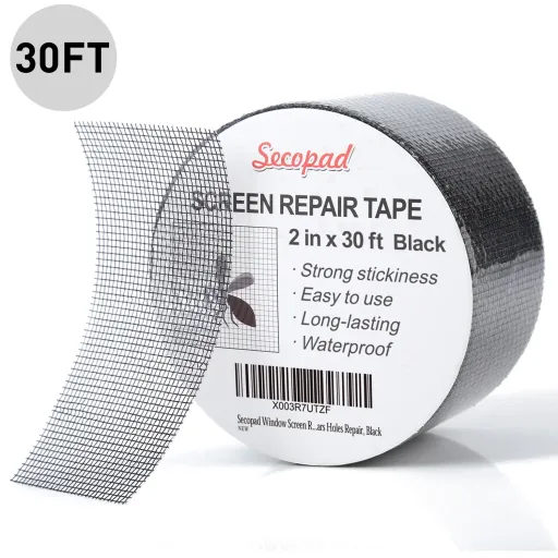 Secopad Window Screen Repair Tape, 2 in × 30 ft (fiberglass mesh)