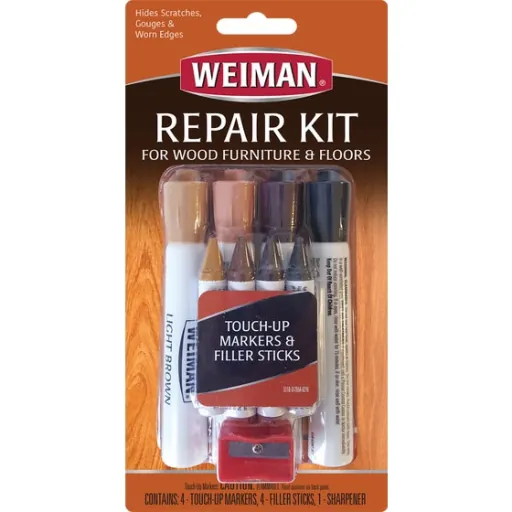 Weiman Wood Furniture & Floors Repair Kit (Markers + Filler Sticks + Sharpener)